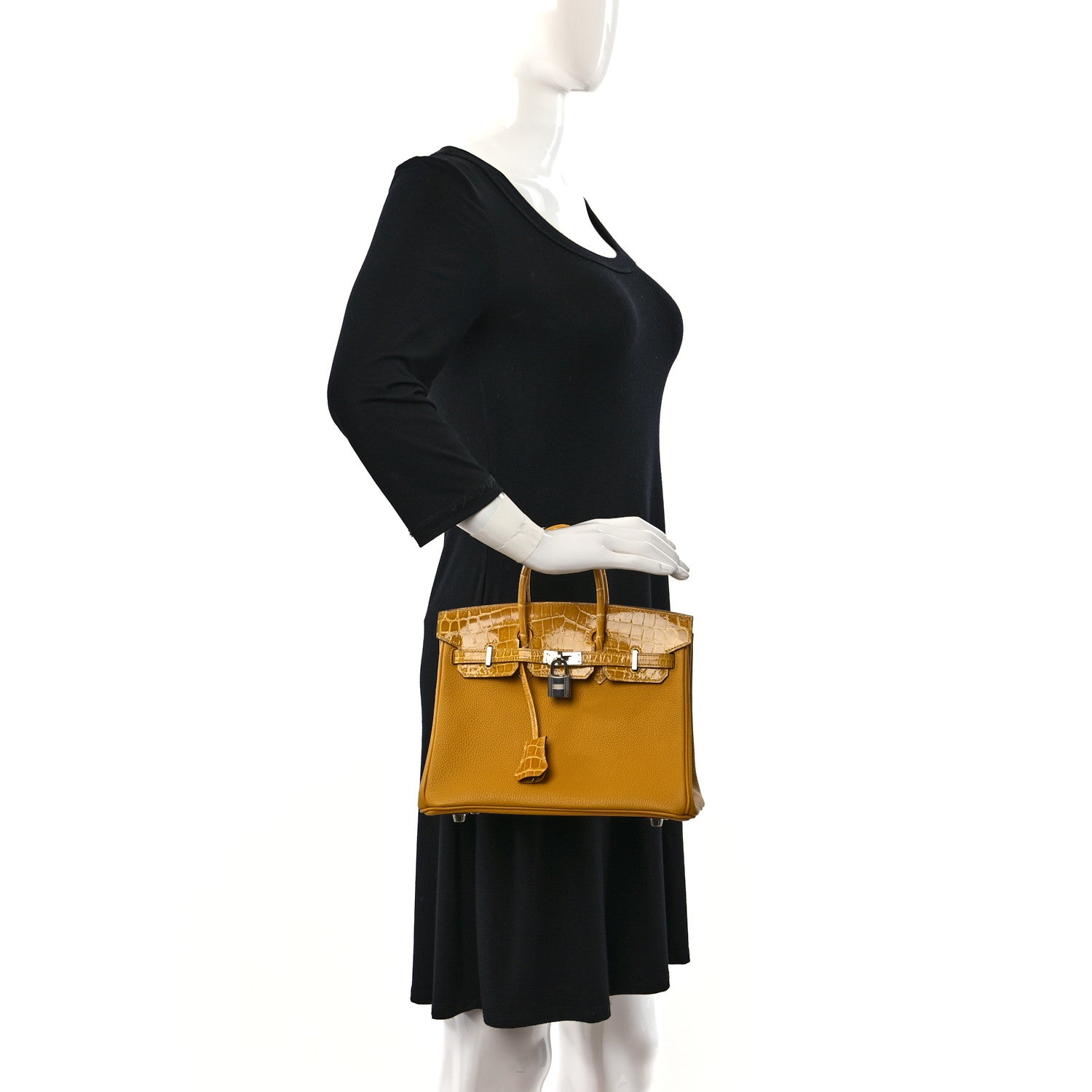 Hermes Togo Shiny Niloticus Crocodile Birkin Touch 25 Jaune Ambre 2 of 8
