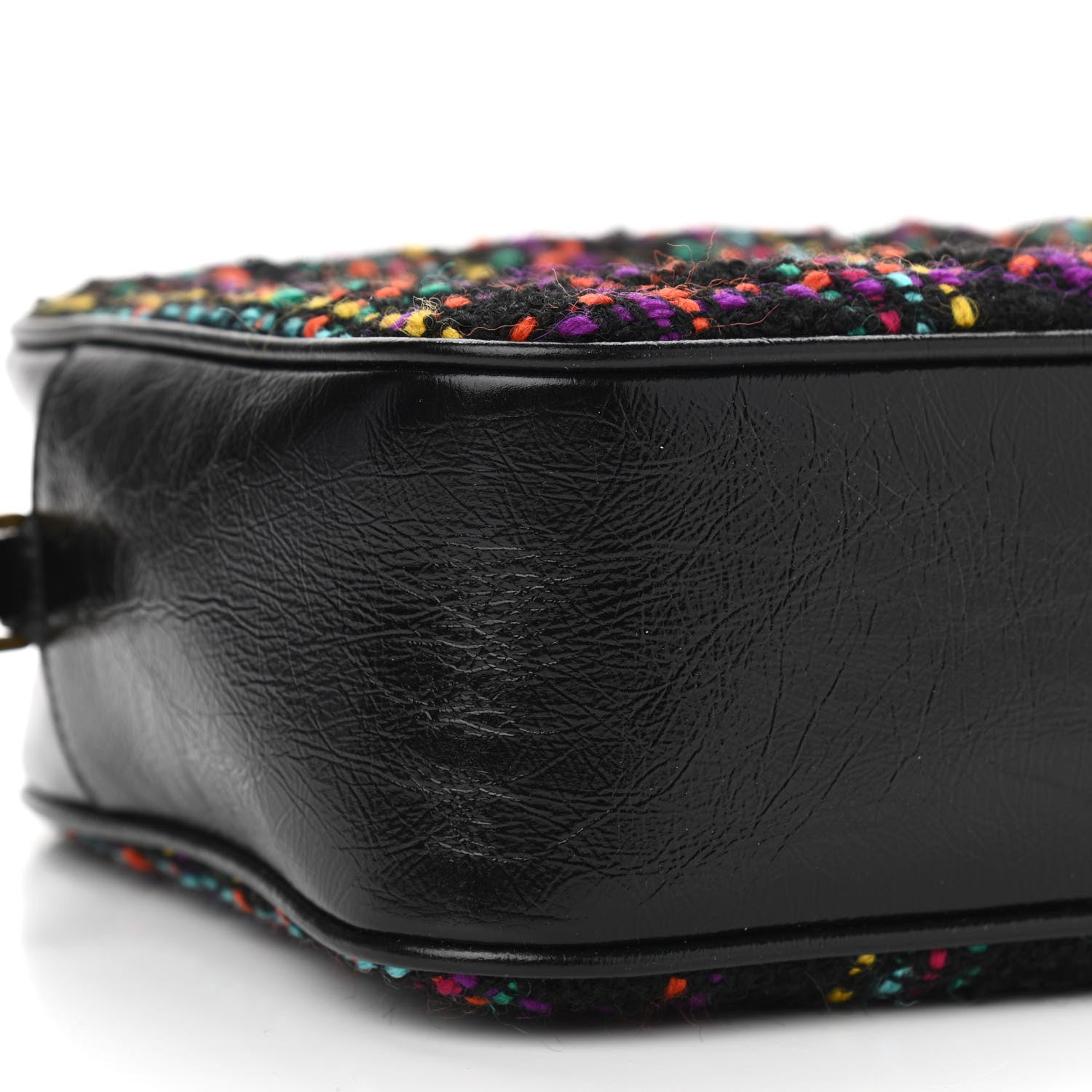 Saint Laurent Tweed Calfskin Monogram Lou Camera Bag Black 9 of 10