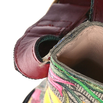 Gucci GG Supreme Monogram Flora Lace Up Combat Ankle Boots 35.5 Beige Multicolor Red 9 of 10