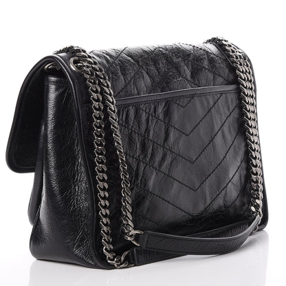 Saint Laurent Crinkled Calfskin Matelasse Monogram Medium Niki Chain Satchel Black 3 of 8