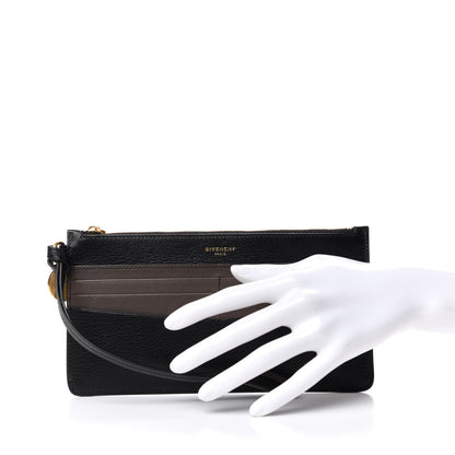 Givenchy Calfskin GV3 Wristlet Zip Card Holder Black Grey 2 of 6