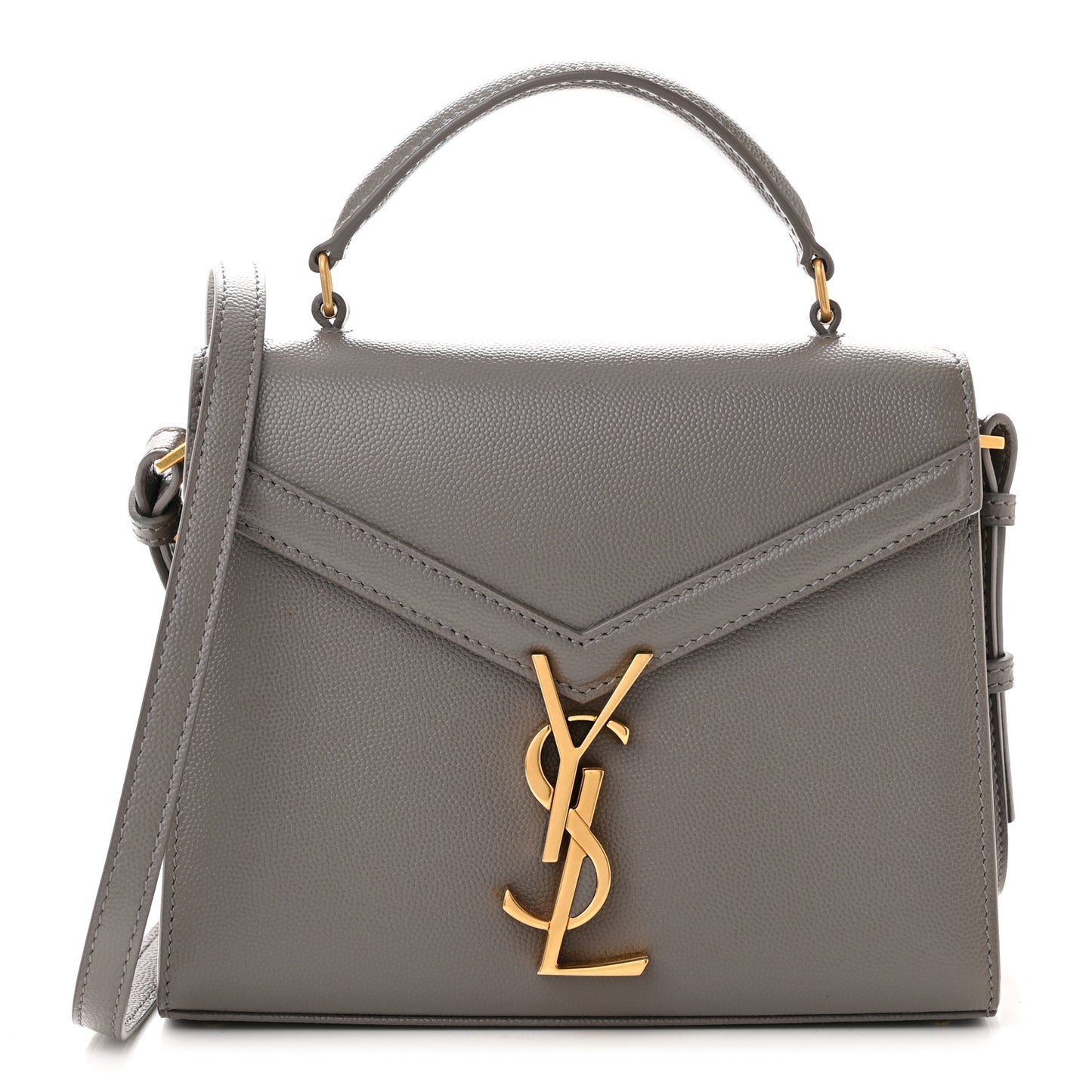 SAINT LAURENT Grain de Poudre Mini Classic Monogram Cassandra Top Handle Pebble