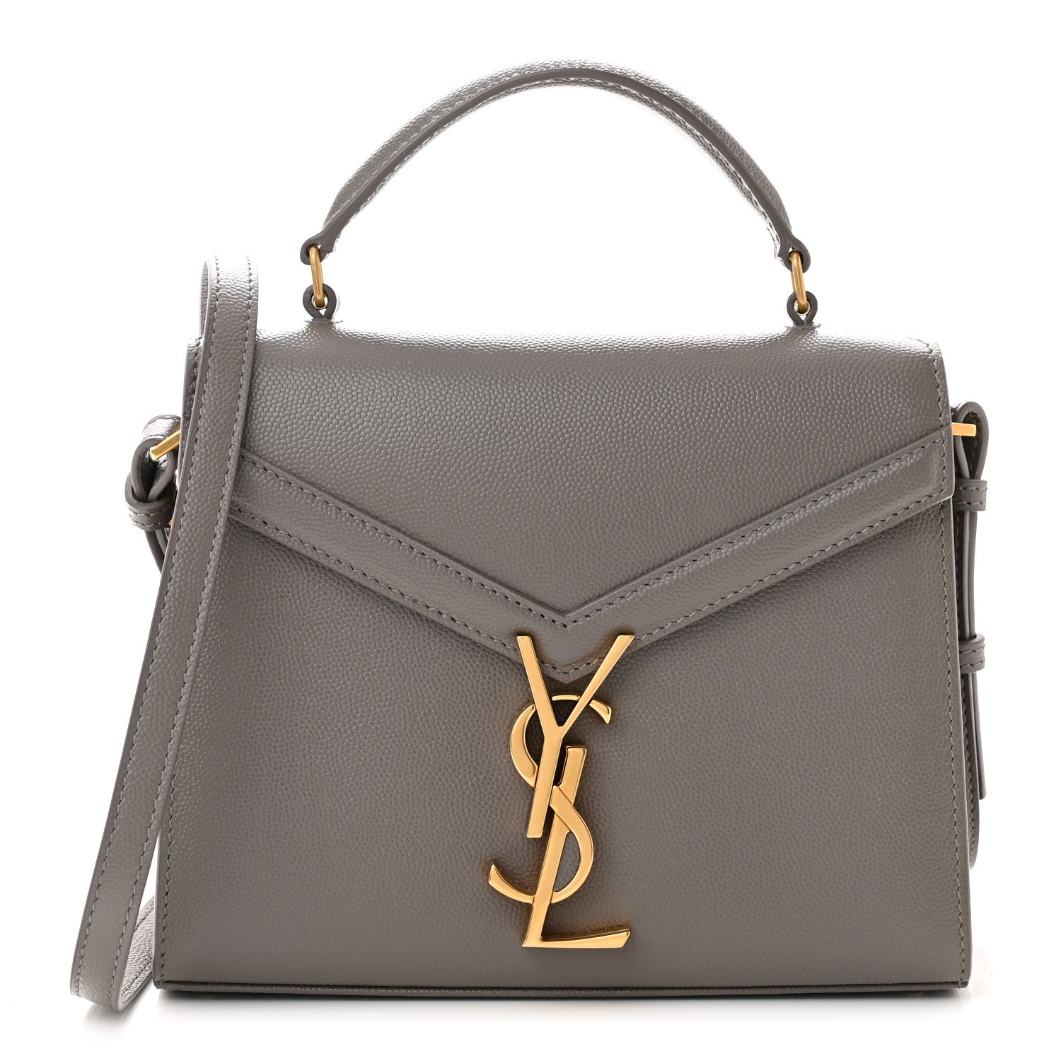 Saint Laurent SAINT LAURENT Grain de Poudre Mini Classic Monogram Cassandra Top Handle Pebble 1 of 9