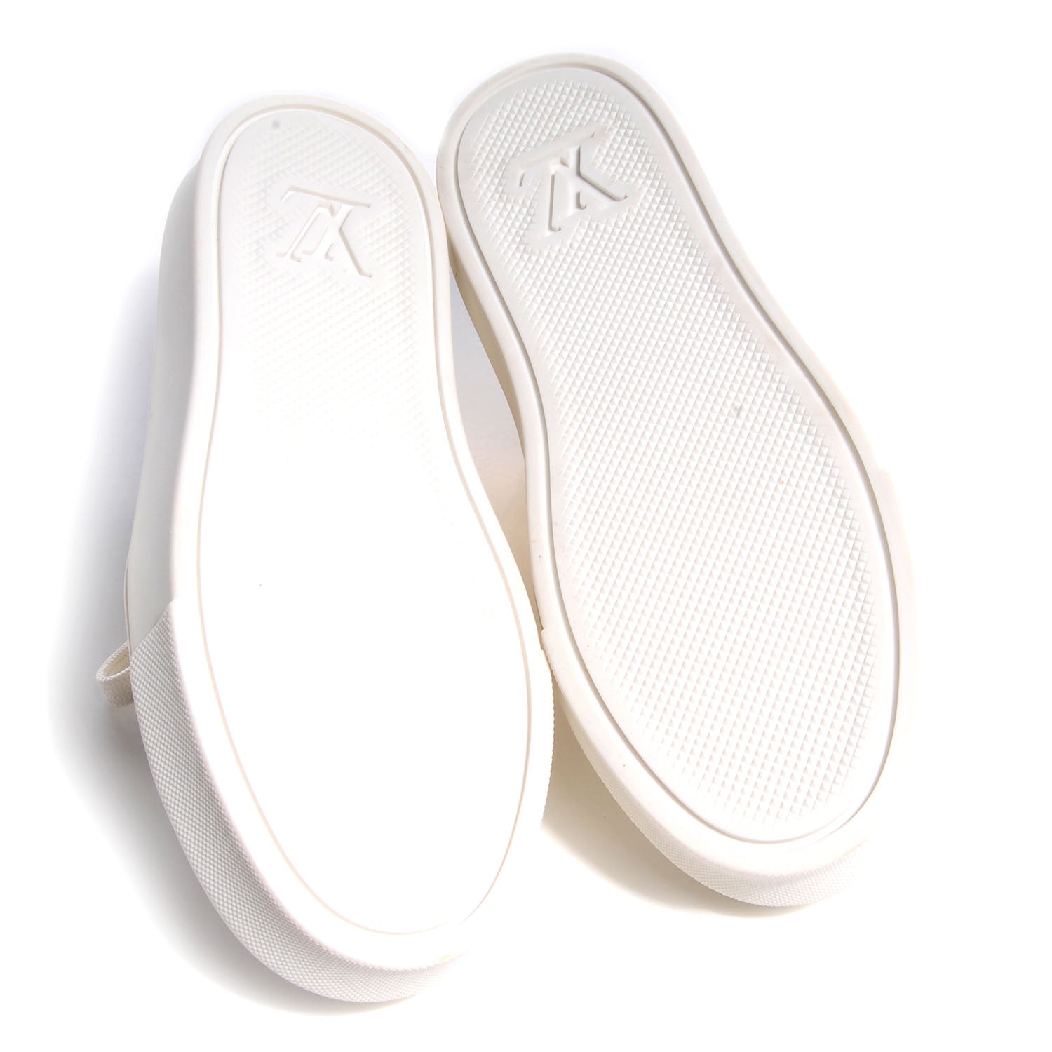 Louis Vuitton Calfskin Embossed Monogram Street Children Kid's Sneakers 30 US 12.5 Gold White 4 of 8