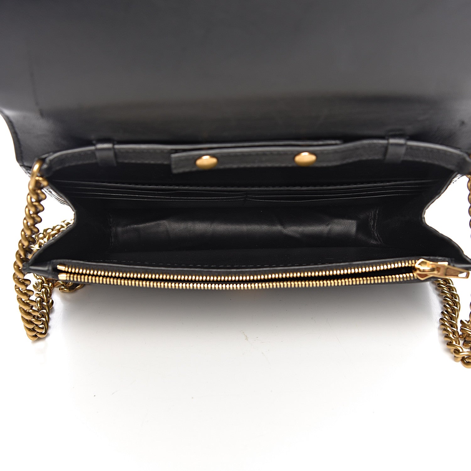 Balenciaga Crocodile Embossed Patent B Wallet On Chain Black 5 of 11