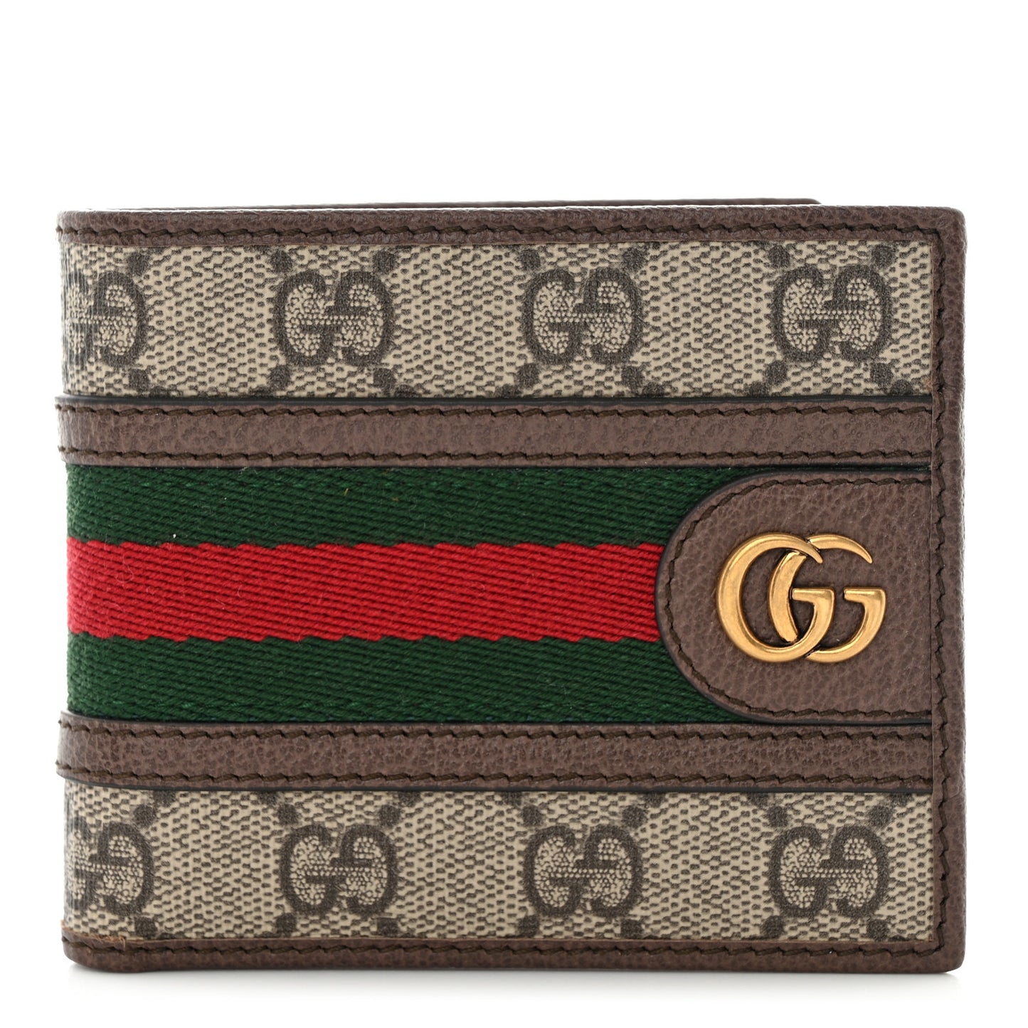 GG Supreme Monogram Web Mens Ophidia Bi-Fold Wallet Beige New Acero