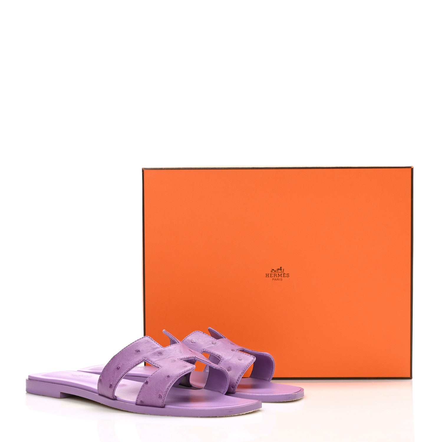 Hermes Ostrich Oran Sandals 38.5 Violet 9 of 9