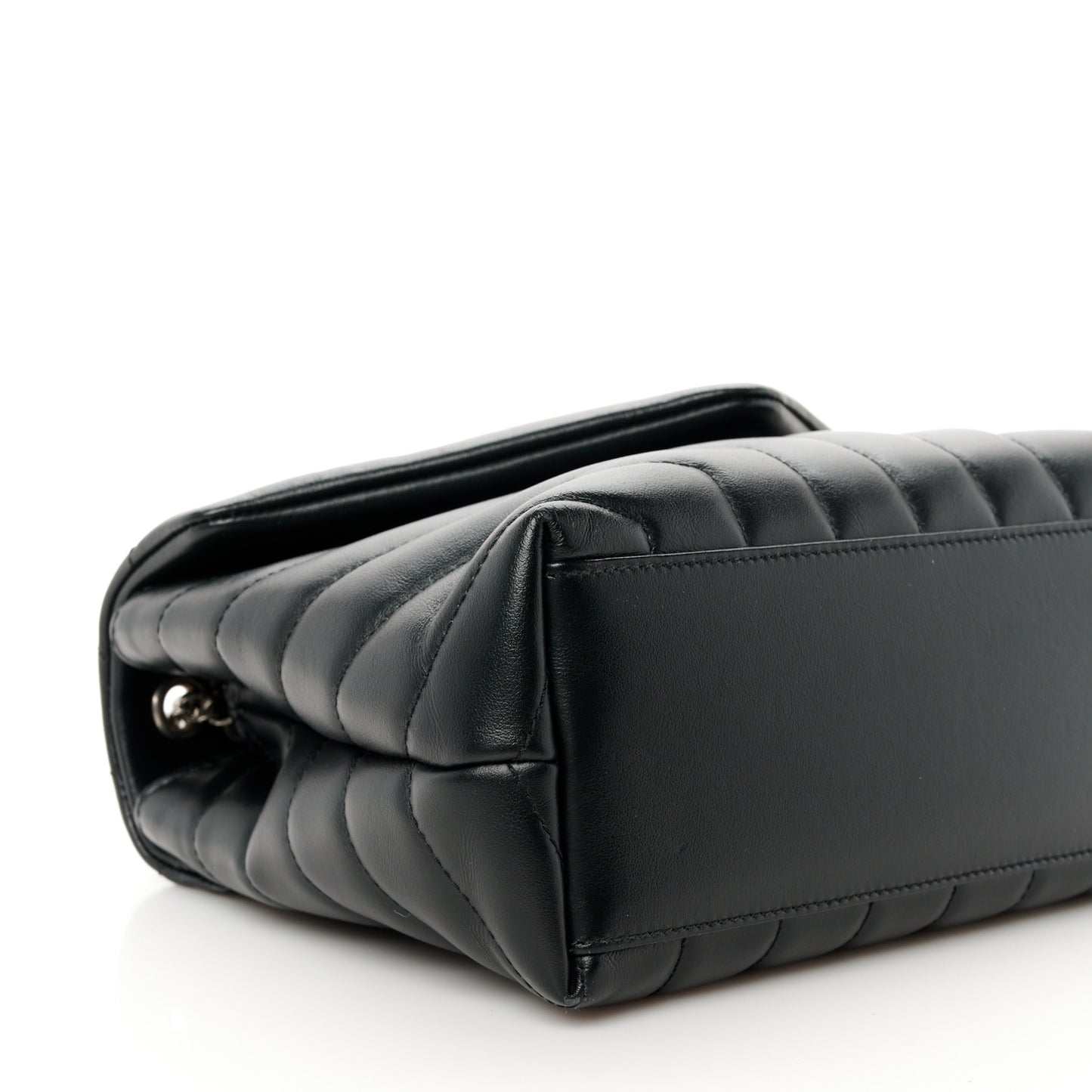 Calfskin Y Quilted Monogram Small Loulou Chain Satchel Black