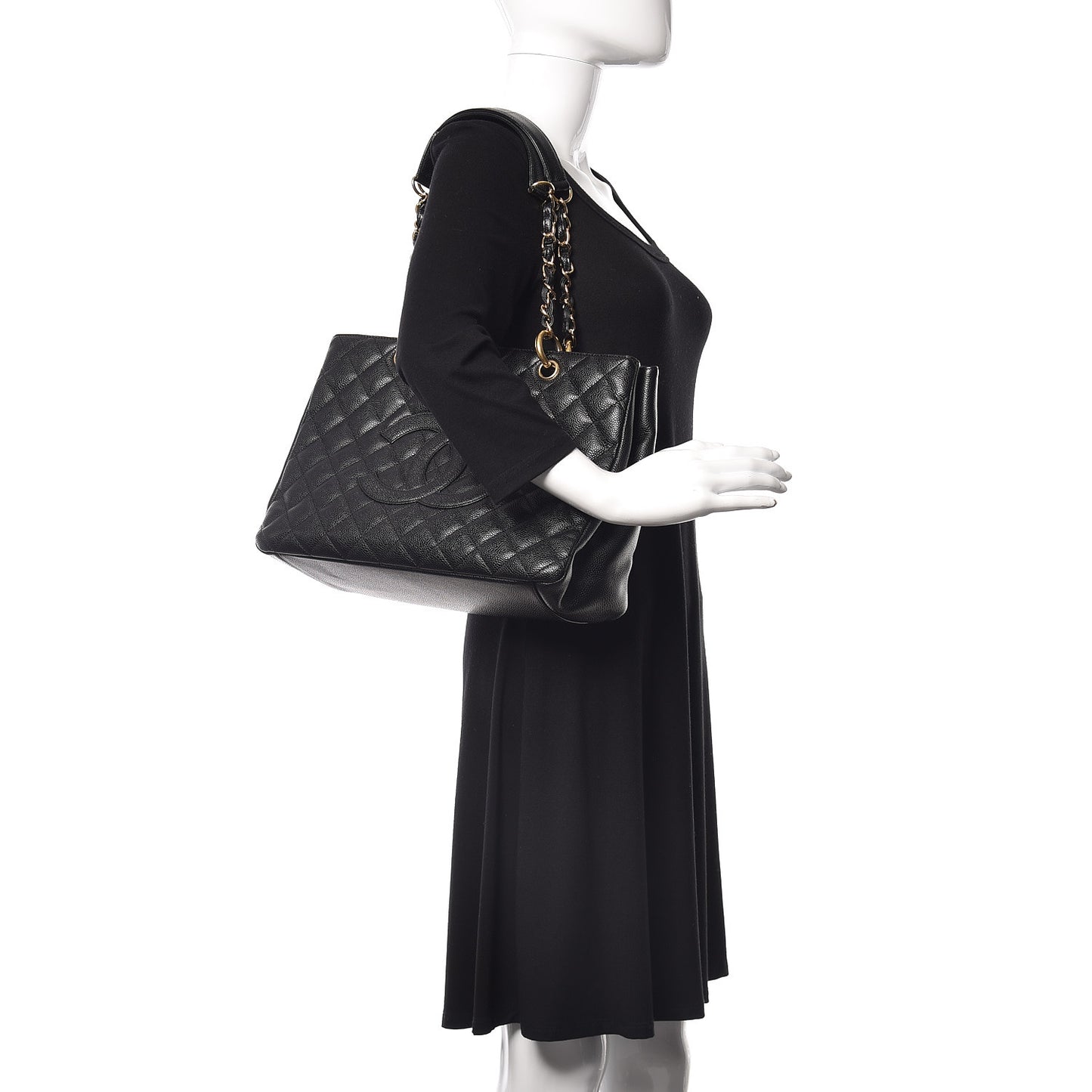 Caviar Quilted Grand Shopping Tote GST Black