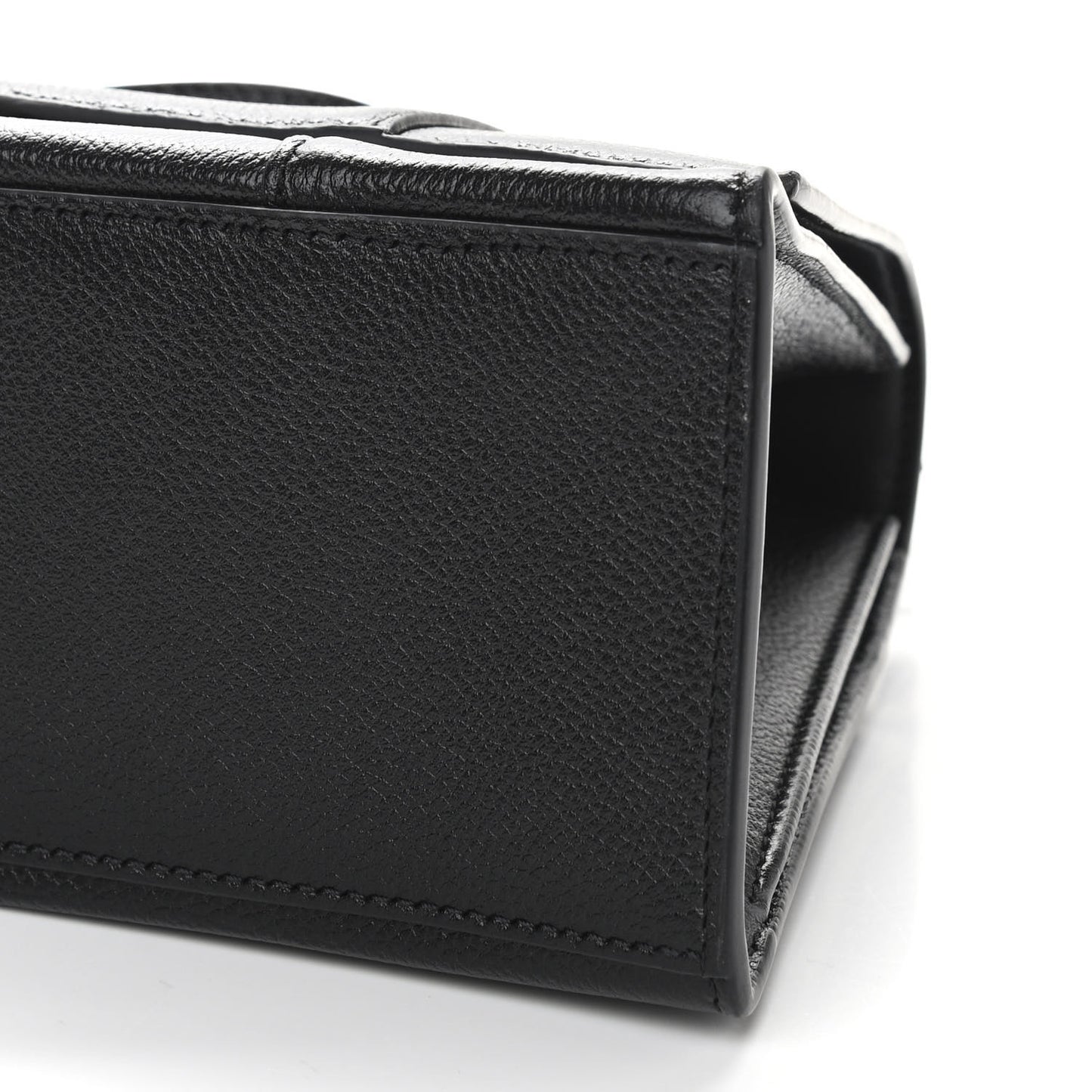 Grained Calfskin Medium Hourglass Top Handle Bag Black