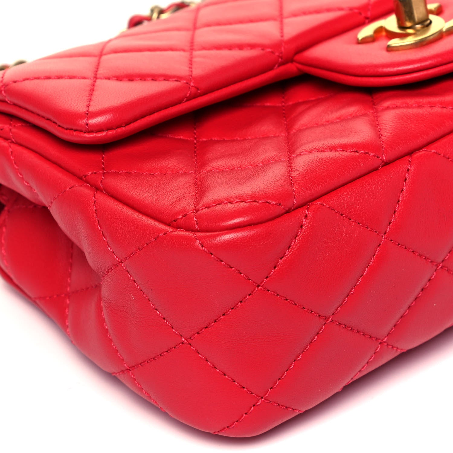 Chanel Lambskin Quilted Mini Rectangular Pearl Crush Flap Red 8 of 9