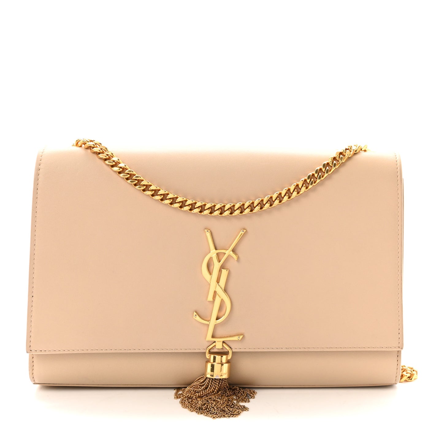 Smooth Calfskin Medium Classic Monogram Kate Tassel Satchel Nude Powder