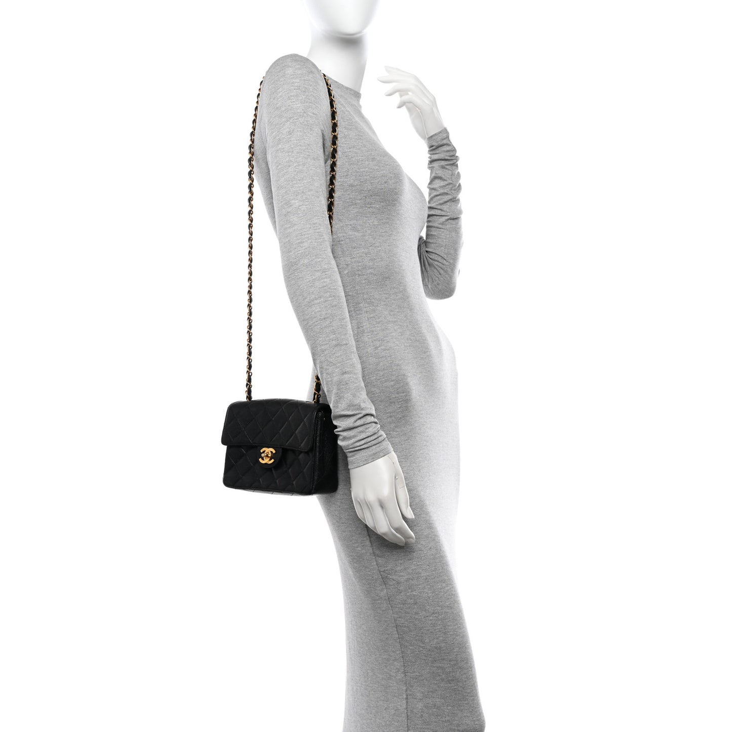 Caviar Quilted Mini Square Flap Black