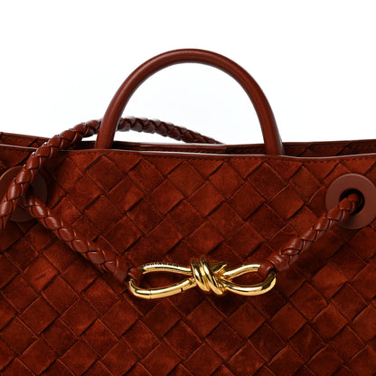 Bottega Veneta Suede Intrecciato Small Andiamo Shoulder Bag Rust 6 of 9