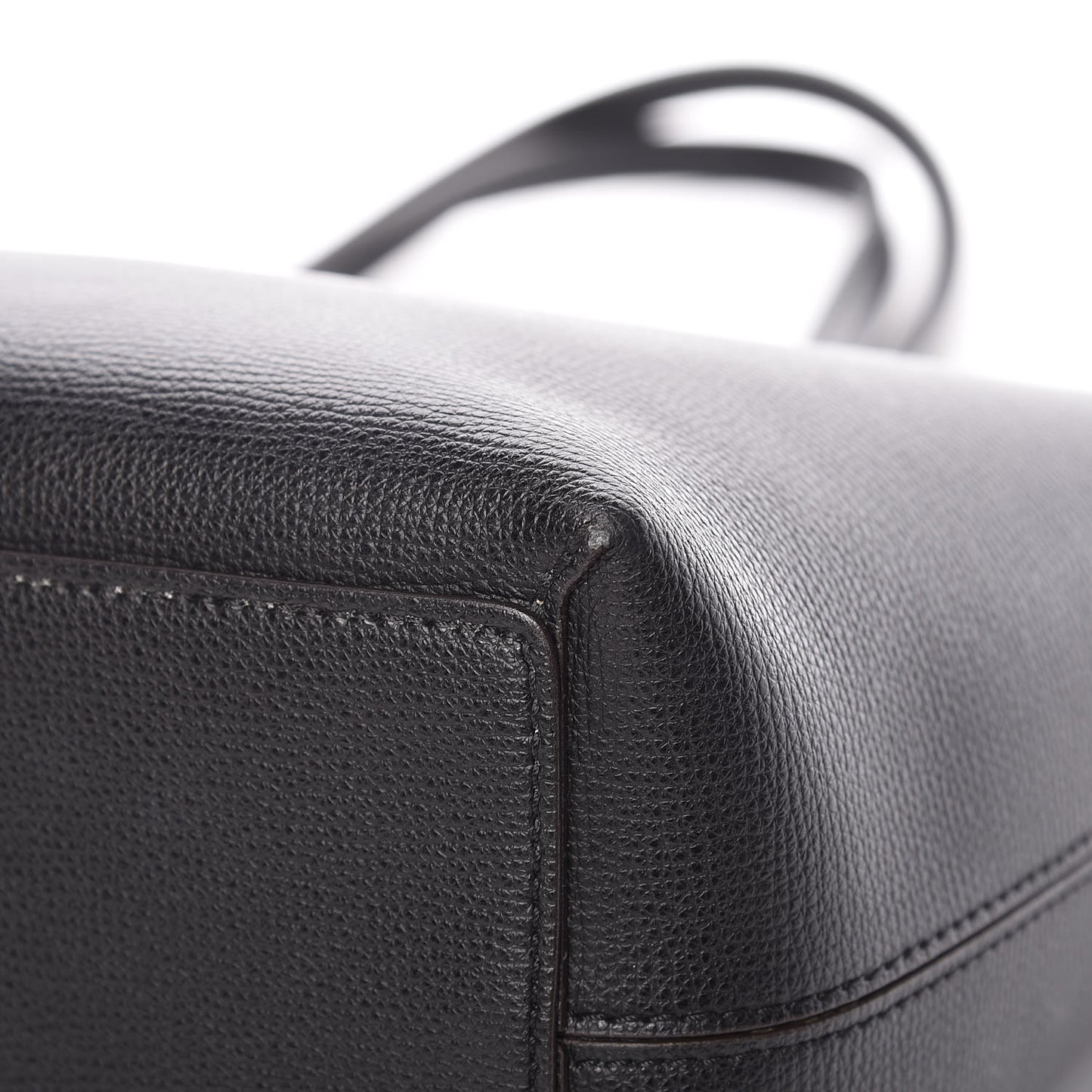 Grainy Calfskin Haymarket Check Medium Reversible Tote Black