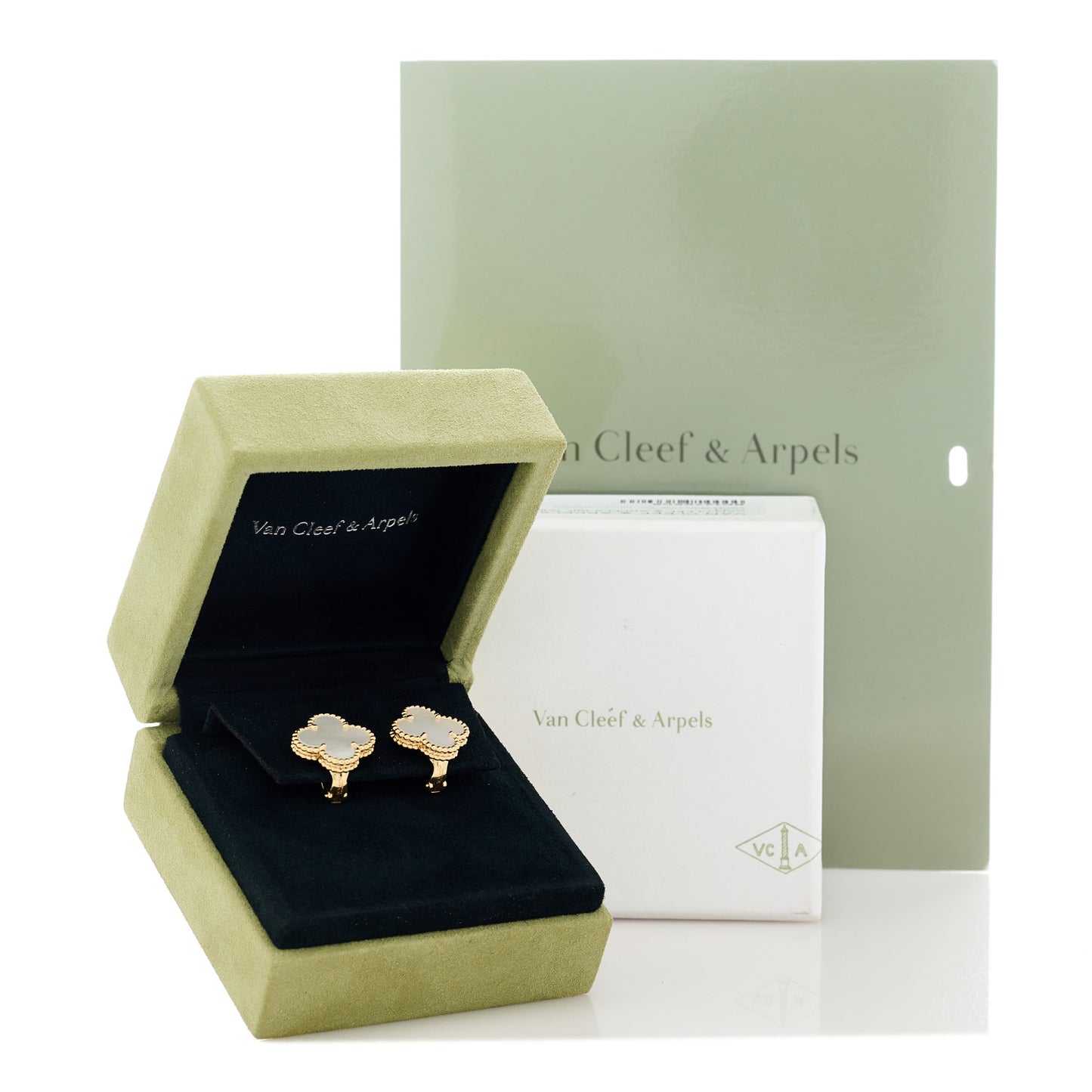 18K Yellow Gold Mother of Pearl Vintage Alhambra Earrings
