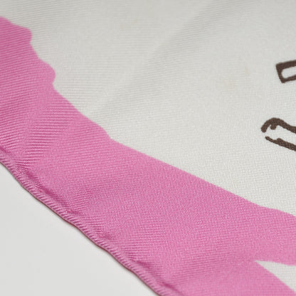 Chanel Silk CC Camellia Clover Heart Scarf Pink 5 of 8