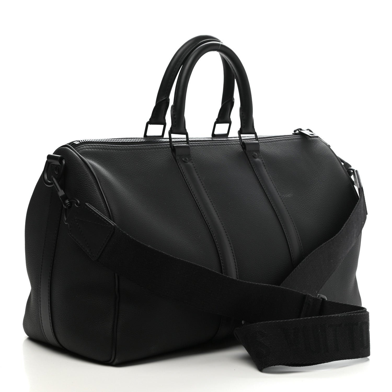 Louis Vuitton Grained Calfskin Aerogram Keepall Bandouliere 40 Black 2 of 10