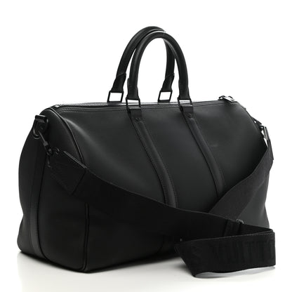 Louis Vuitton Grained Calfskin Aerogram Keepall Bandouliere 40 Black 2 of 10