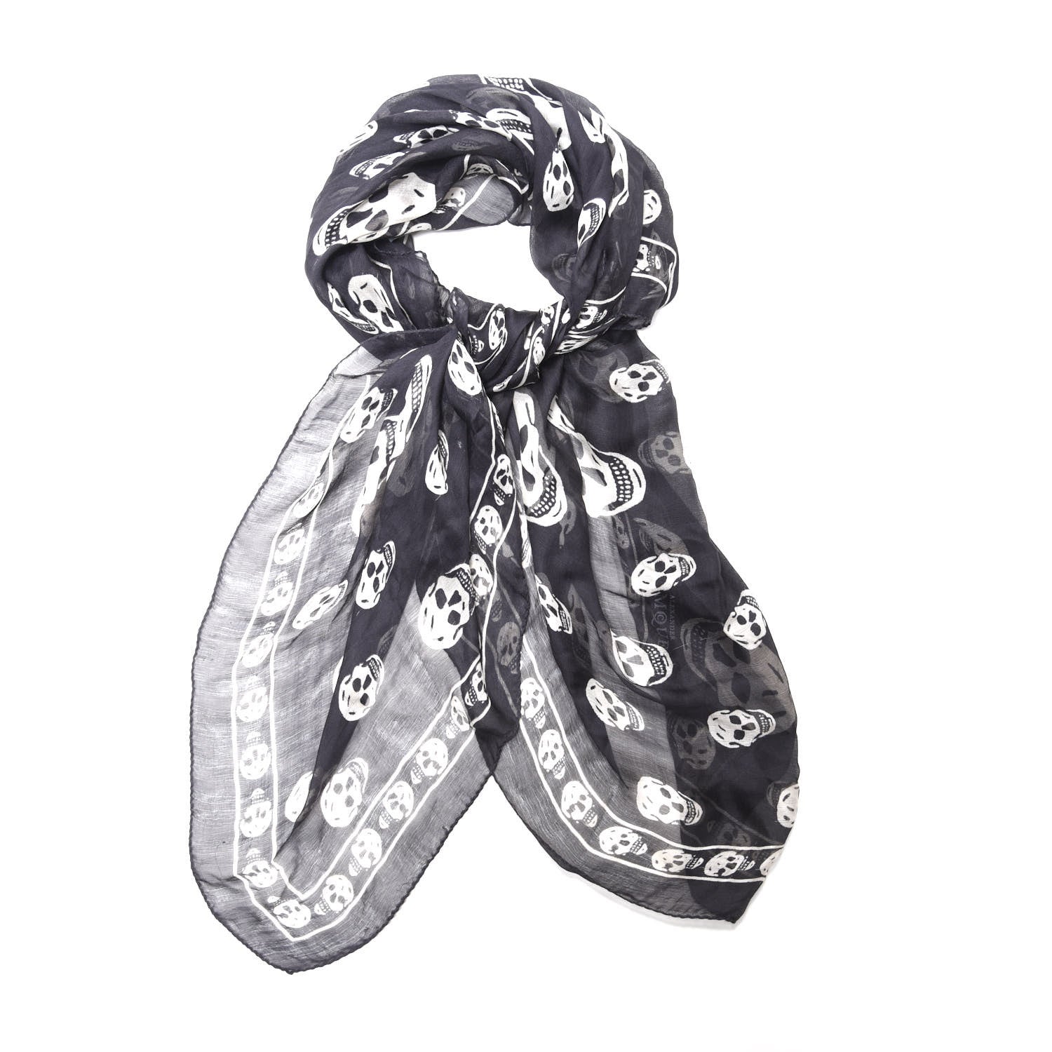 Alexander McQueen Silk Chiffon Skull Scarf Black Ivory 2 of 5
