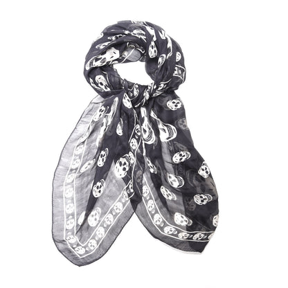 Alexander McQueen Silk Chiffon Skull Scarf Black Ivory 2 of 5
