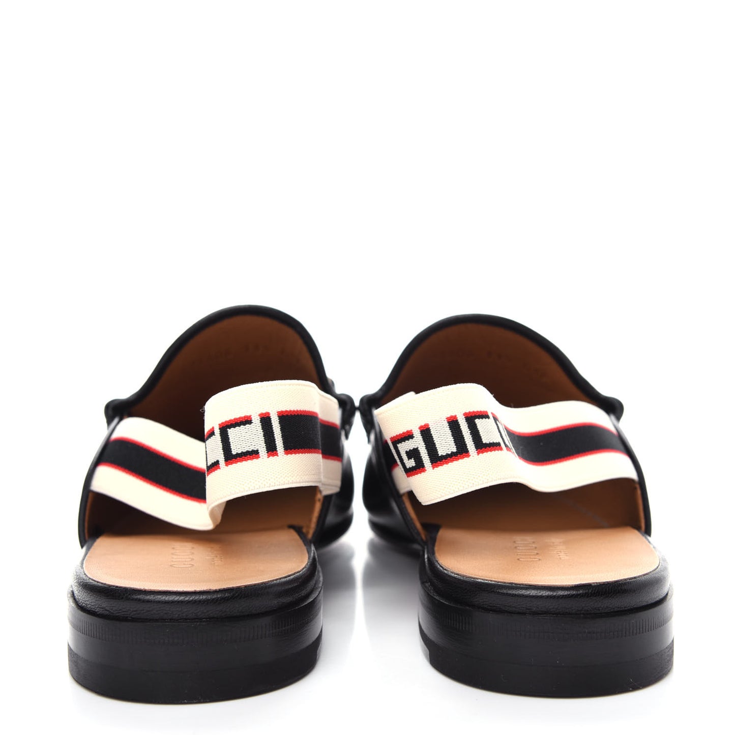 Goatskin Stripe Mens Horsebit Slingback Slippers 11.5 Black