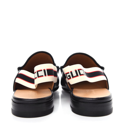 Gucci Goatskin Stripe Mens Horsebit Slingback Slippers 11.5 Black 7 of 11