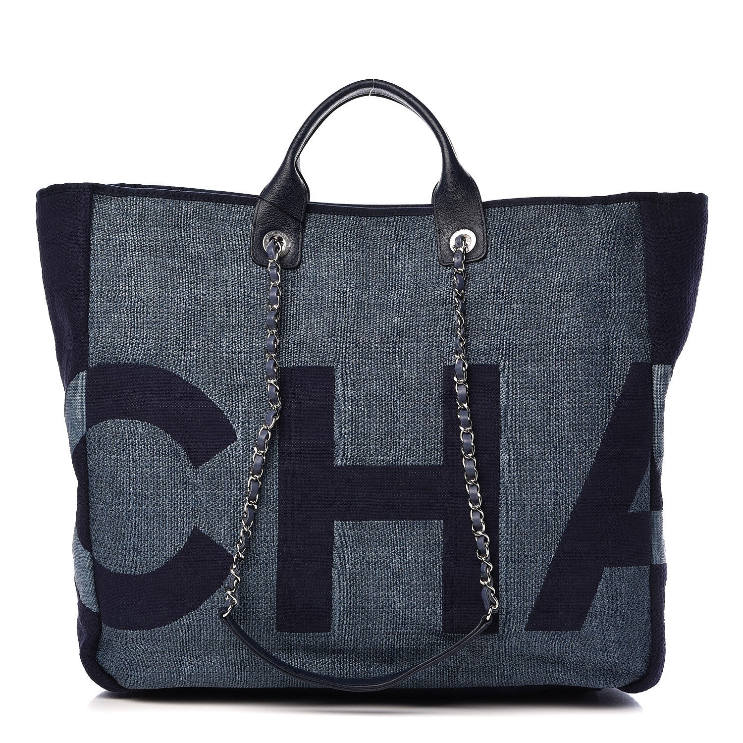 Chanel Canvas Large Shopping Tote Dark Blue 1 of 11