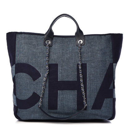 Chanel Canvas Large Shopping Tote Dark Blue 1 of 11