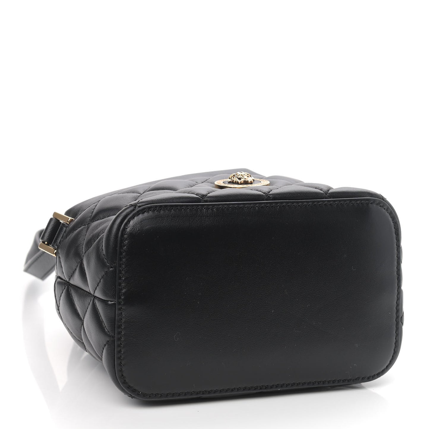 Nappa Quilted Medusa Bucket Bag Black