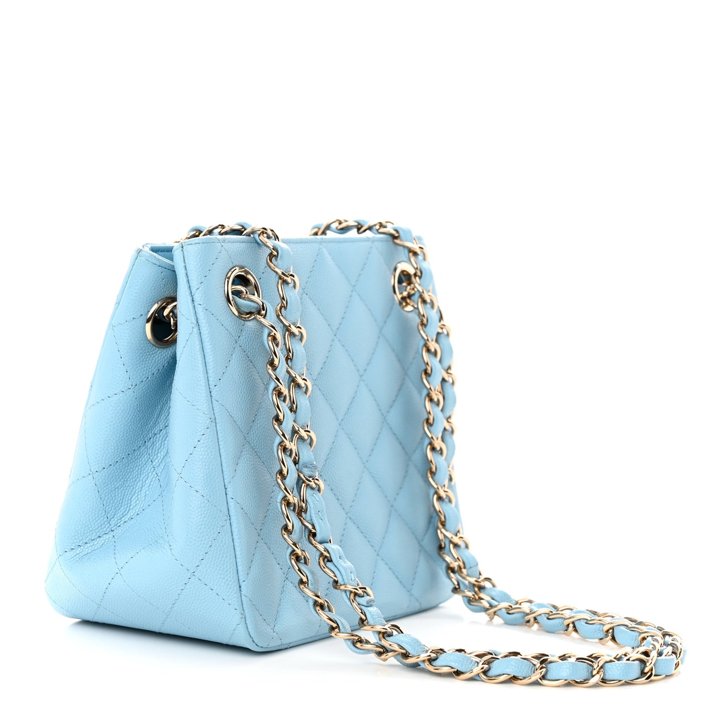 Caviar Quilted Mini Bucket Bag Blue