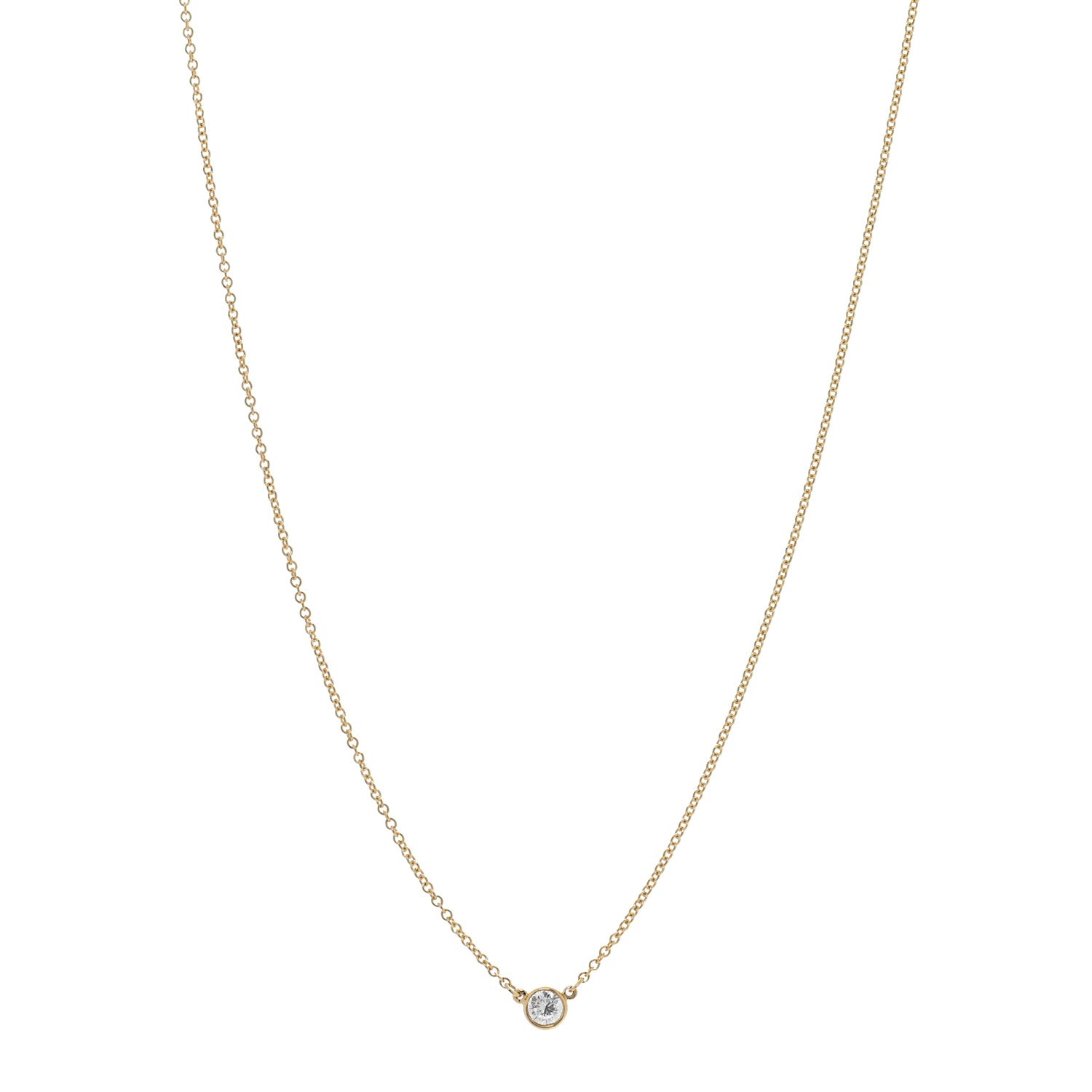 Tiffany 18K Yellow Gold Diamond .14ct Elsa Peretti Diamonds by the Yard Pendant Necklace 1 of 4