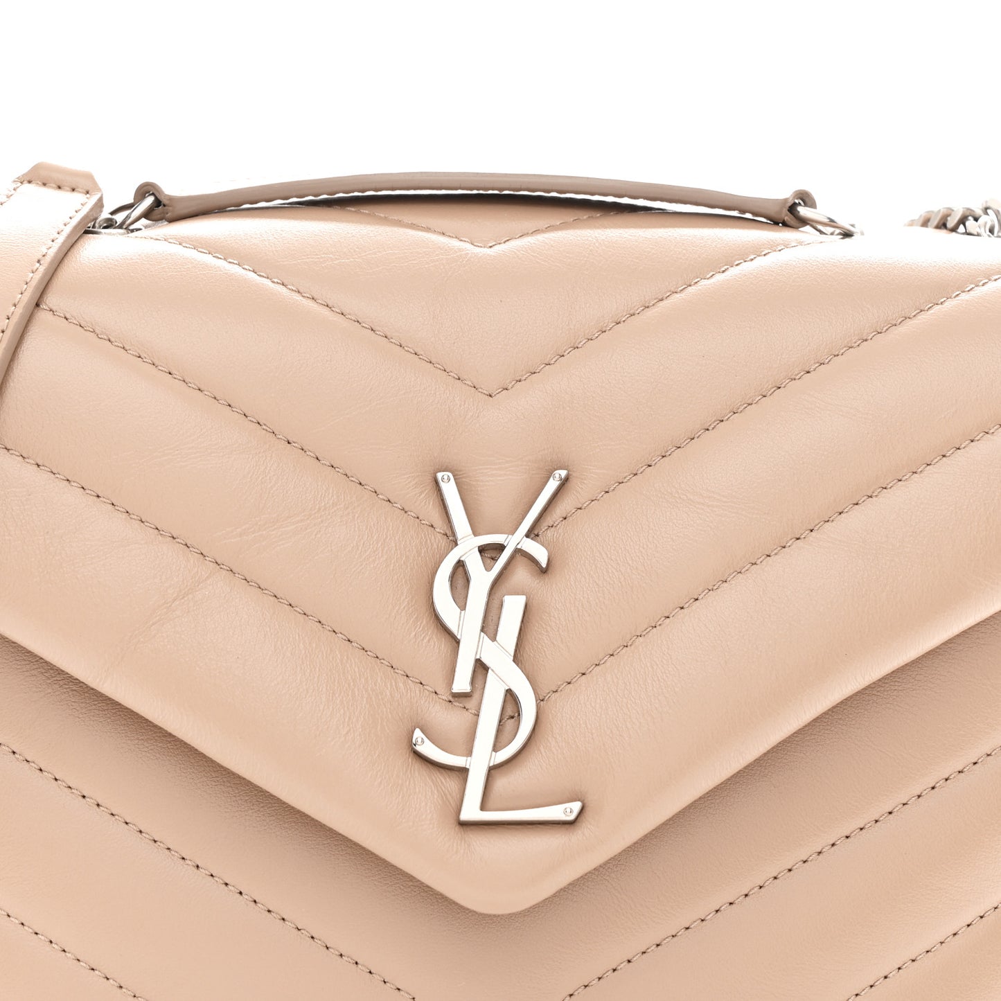 Calfskin Y Quilted Monogram Small Loulou Chain Satchel Dark Beige