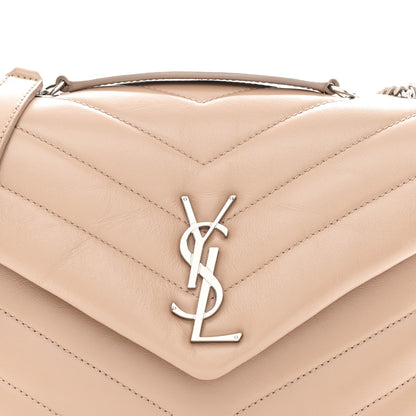 Saint Laurent Calfskin Y Quilted Monogram Small Loulou Chain Satchel Dark Beige 9 of 11
