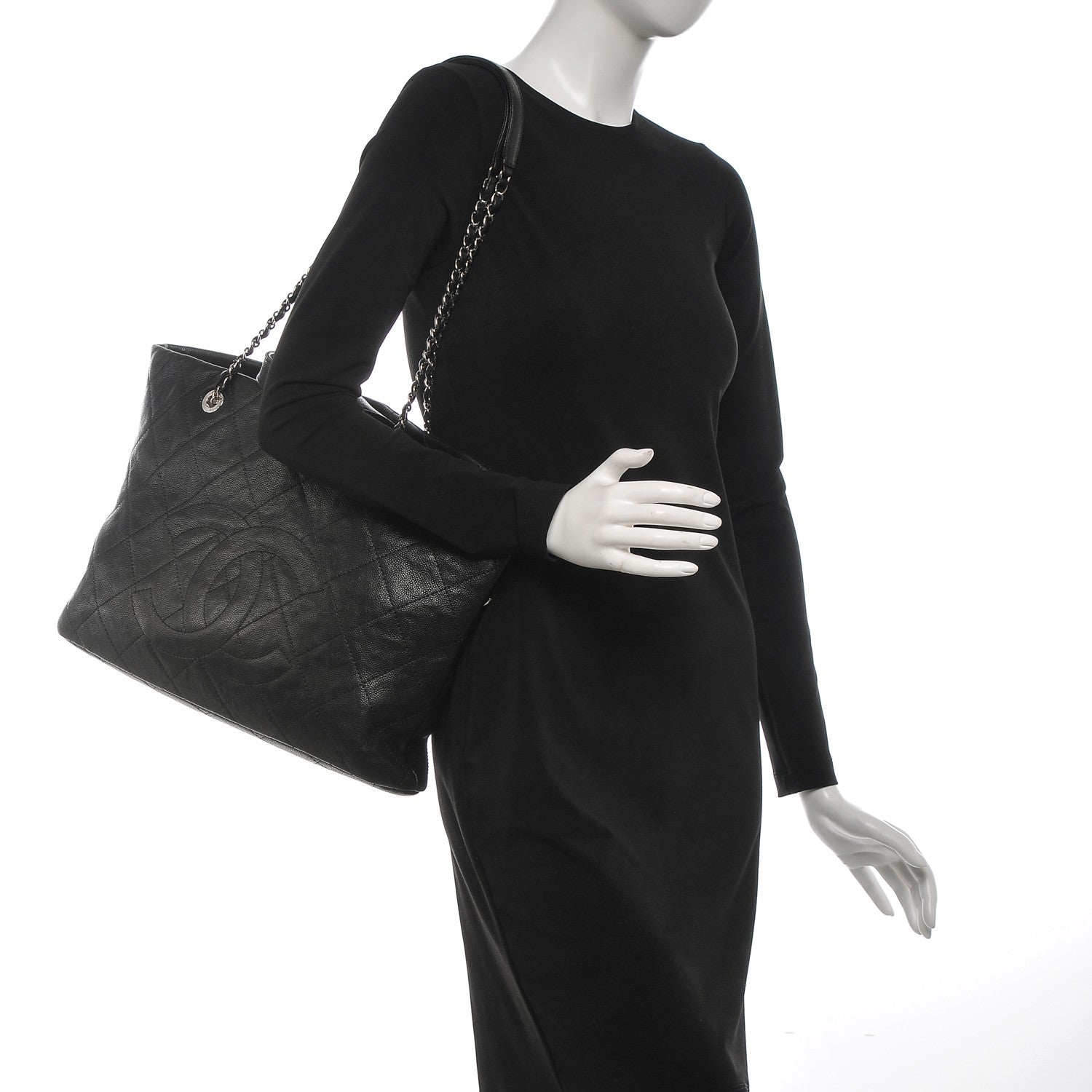 Chanel Caviar Quilted Large CC Tote Black 2 of 15