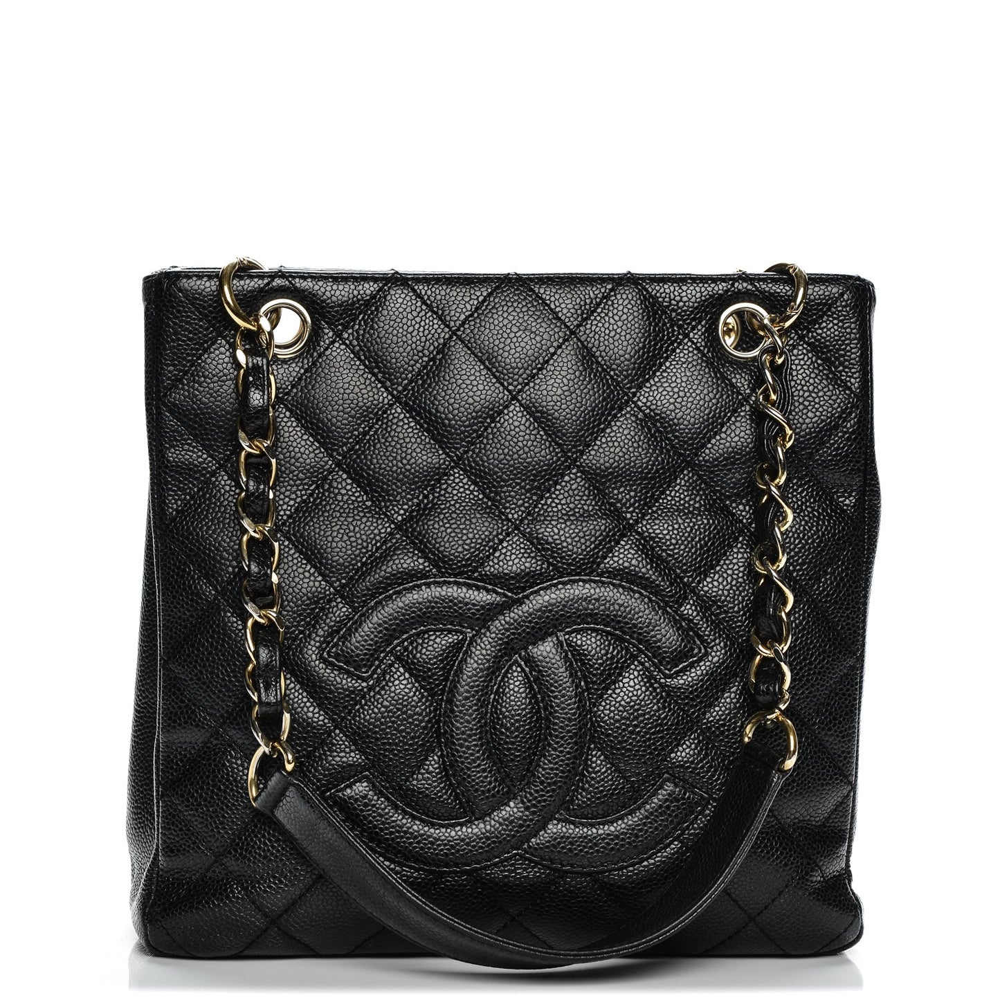 Caviar Quilted Petit Shopping Tote PST Black