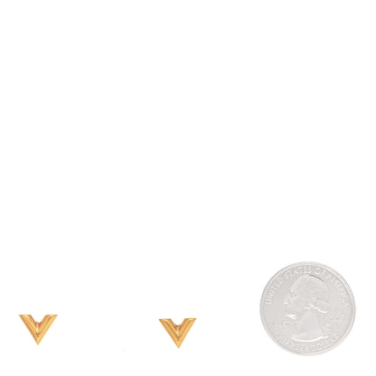 Louis Vuitton Brass Essential V Stud Earrings Gold 2 of 4