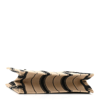 Christian Dior Canvas Embroidered Medium Bayadere Book Tote Black Beige 4 of 10