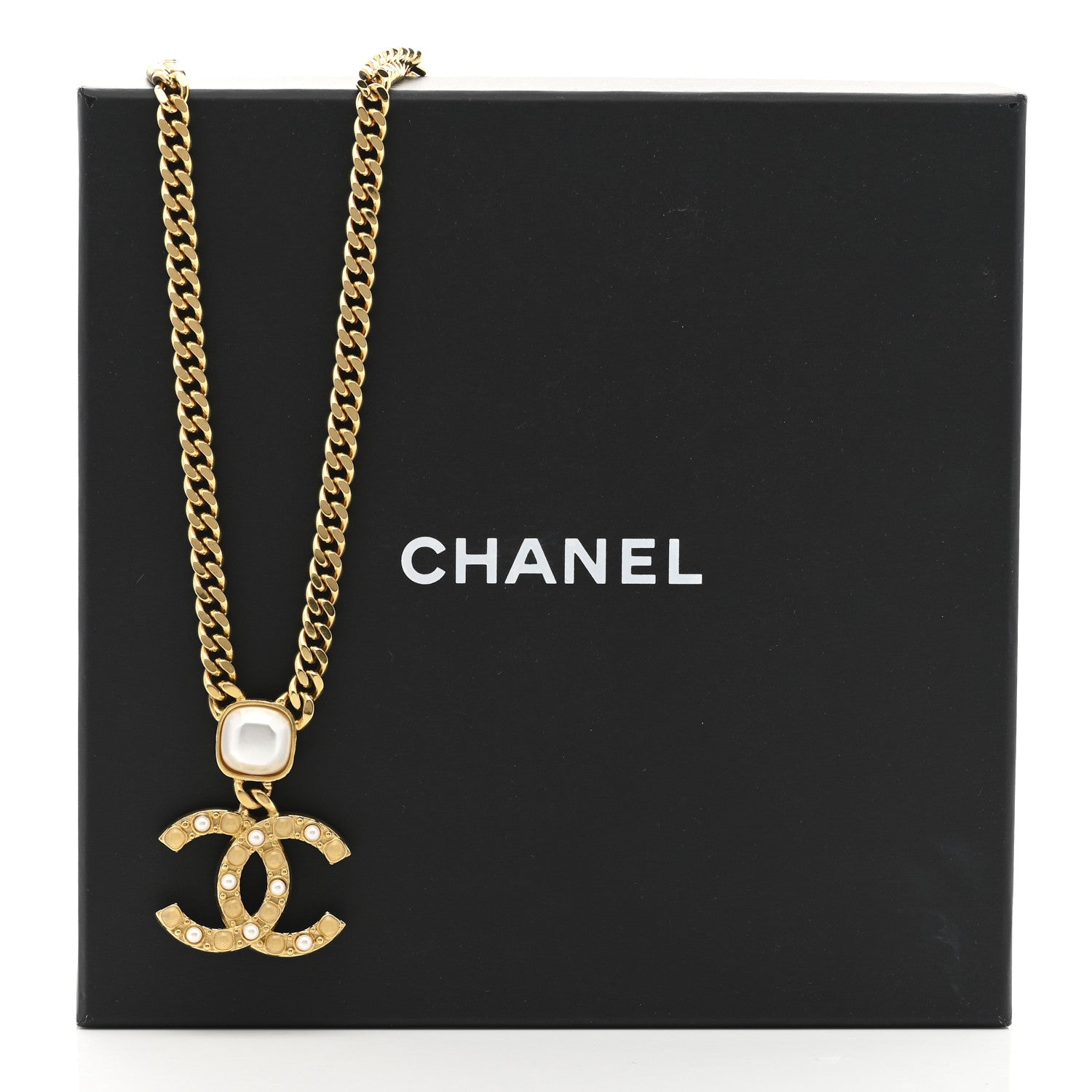 Chanel Metal Pearl CC Chain Pendant Necklace Gold 7 of 7