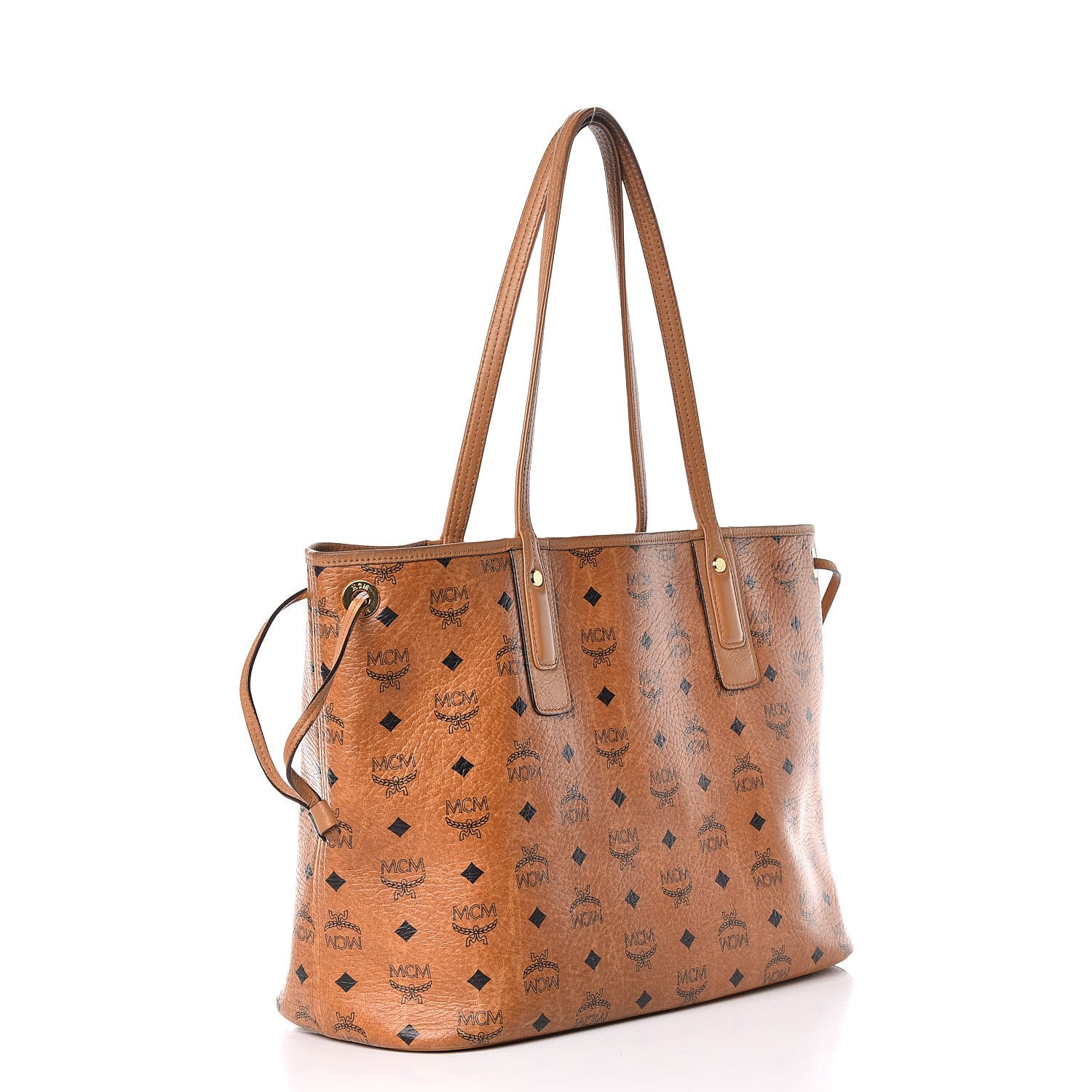MCM Visetos Medium Liz Reversible Shopper Tote Cognac 3 of 23
