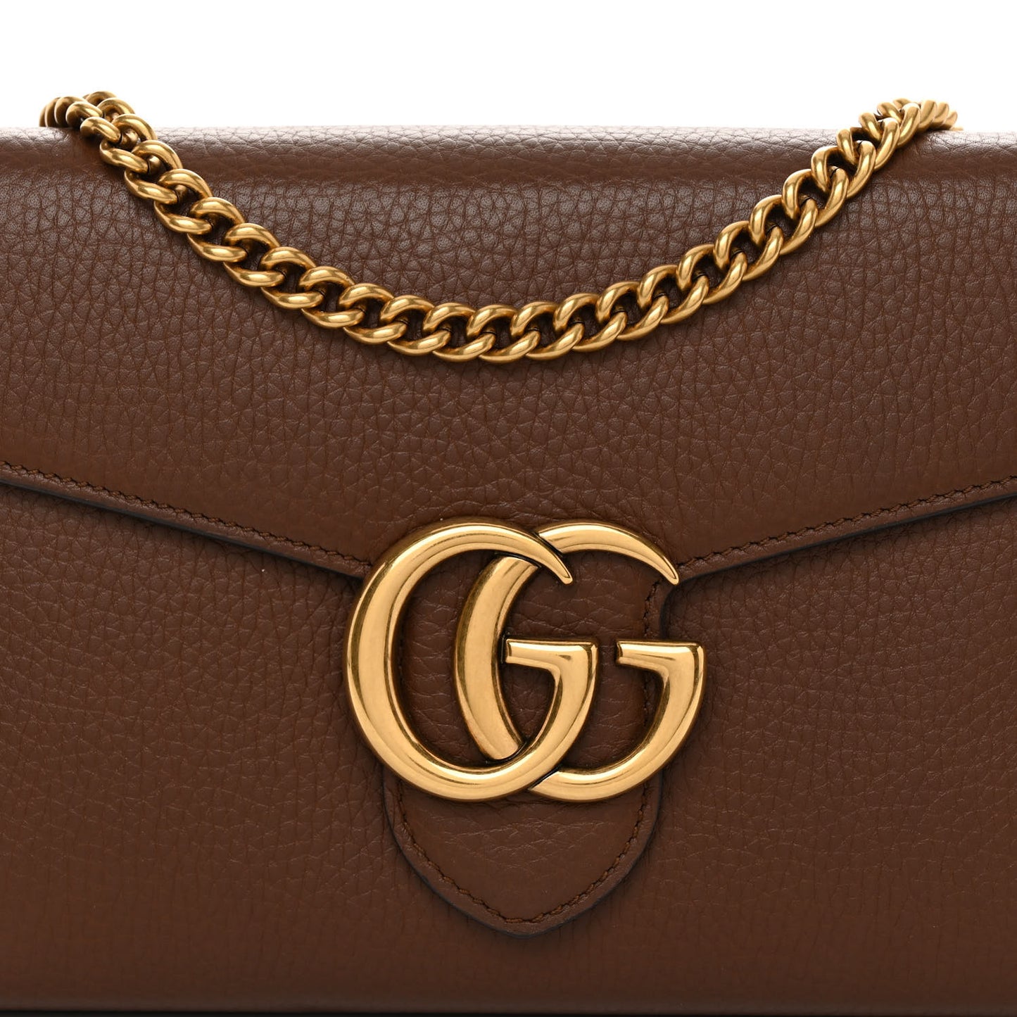 Cellarius Calfskin GG Marmont Chain Wallet Nut Brown