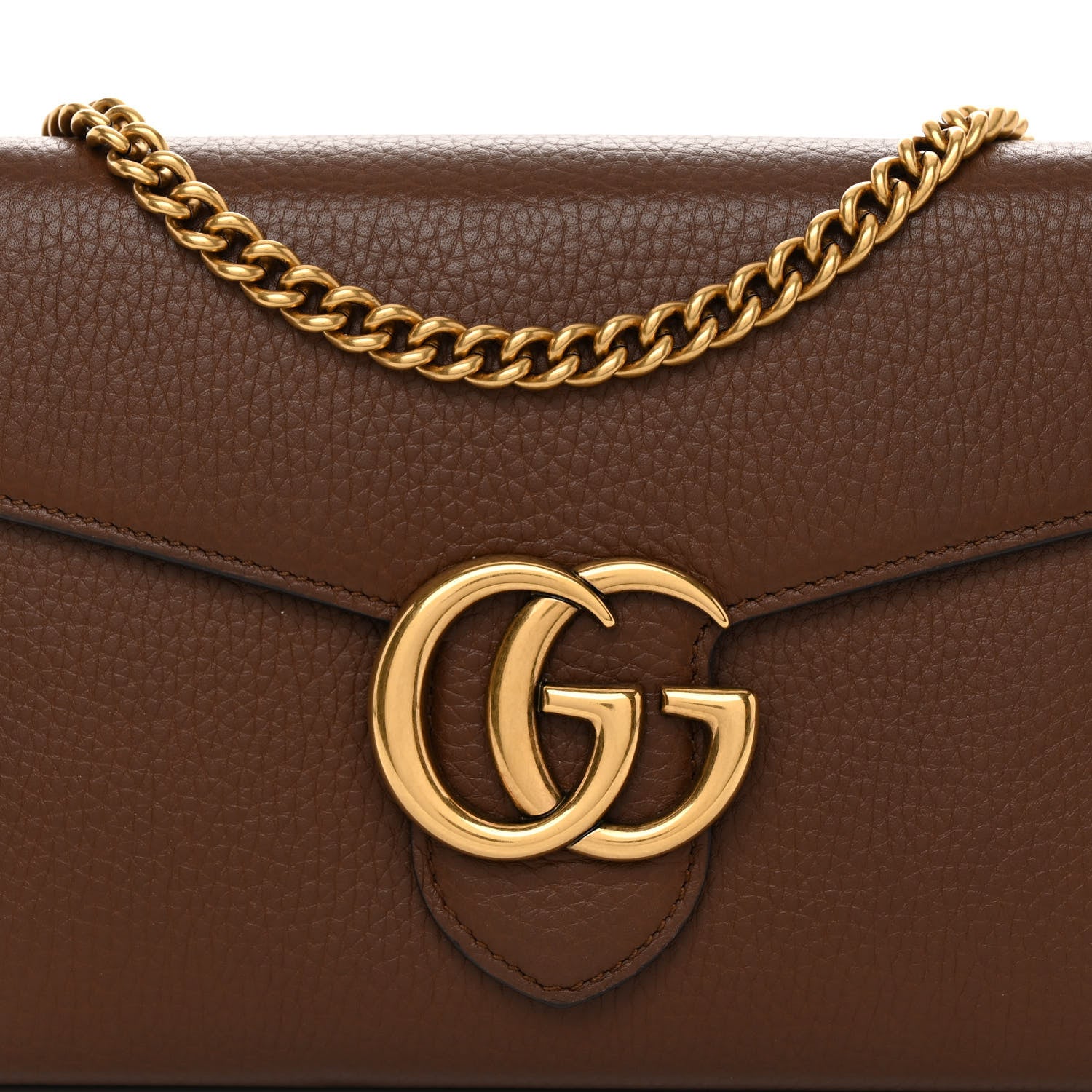 Gucci Cellarius Calfskin GG Marmont Chain Wallet Nut Brown 8 of 11