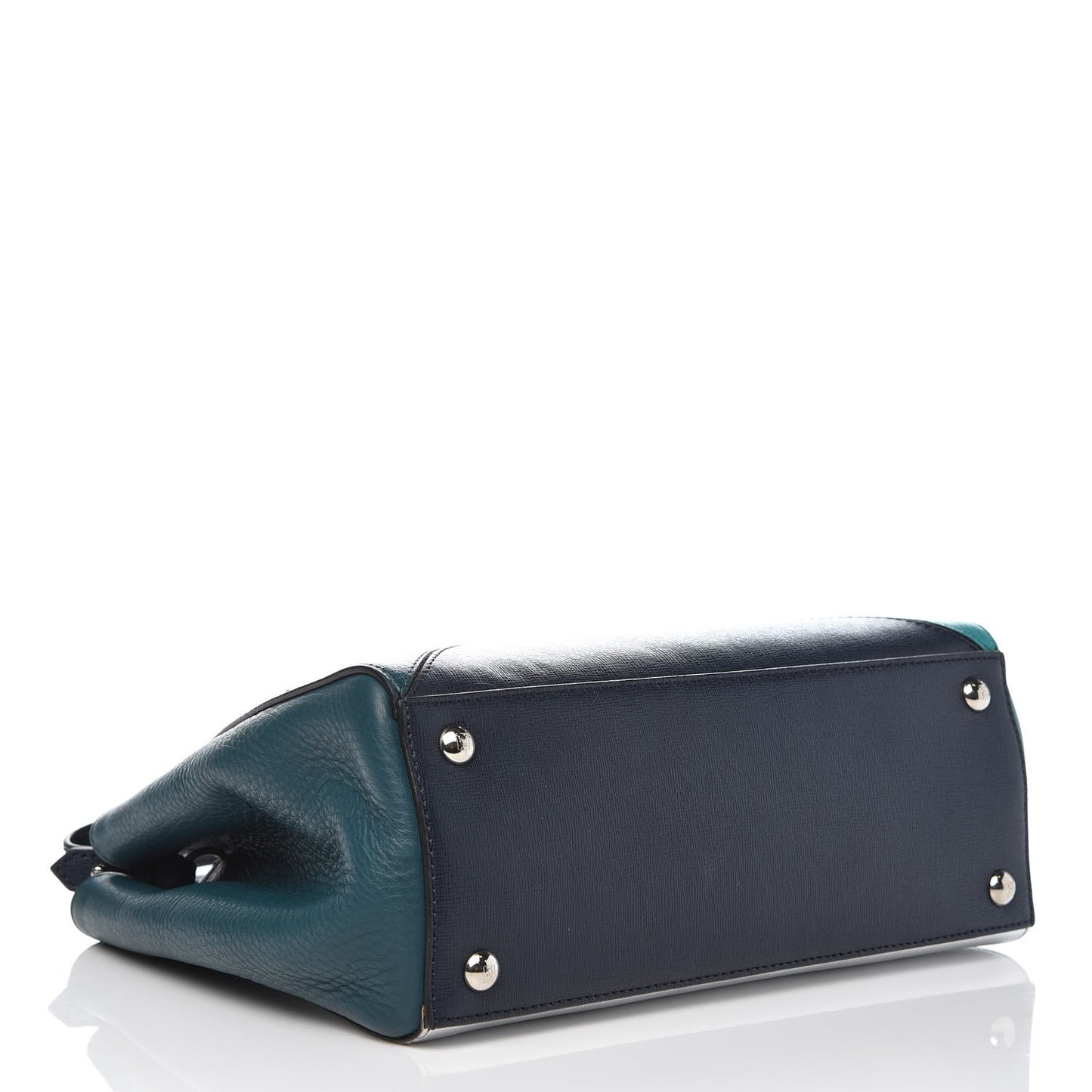 Vitello Elite Colorblock Petite 2Jours Tote Lavagna Oceano Argento