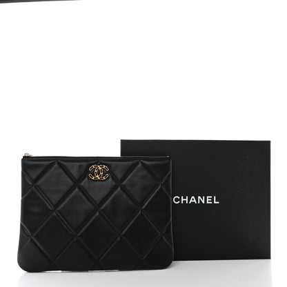 Chanel Goatskin Quilted Large Chanel 19 Pouch Black 11 of 11