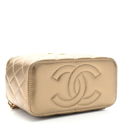 Chanel Metallic Lambskin Quilted Small CC Dynasty Vanity Case With Chain Gold 4 of 10