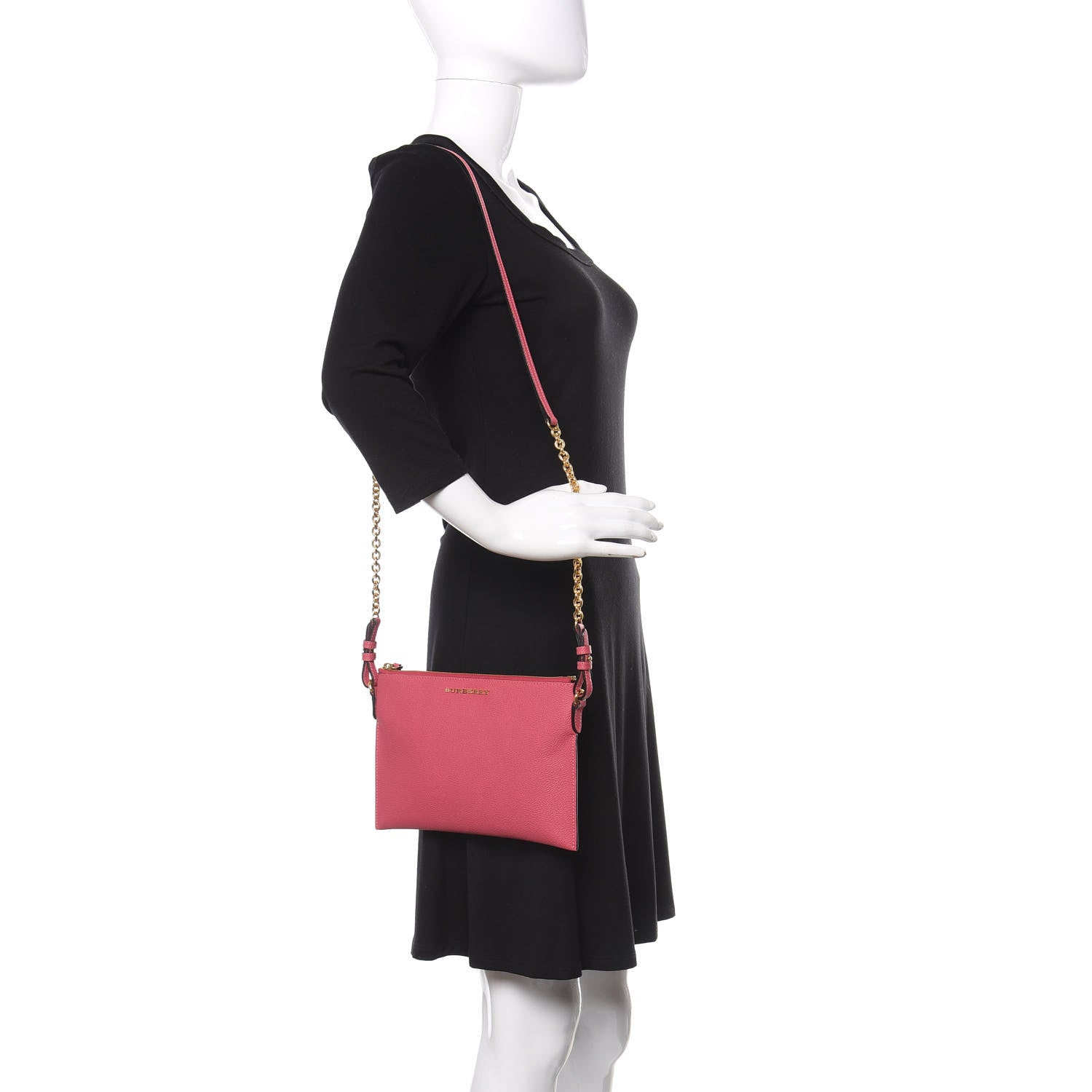 Burberry Soft Grain Calfskin Peyton Crossbody Clutch Bag Pink Azalea 2 of 10