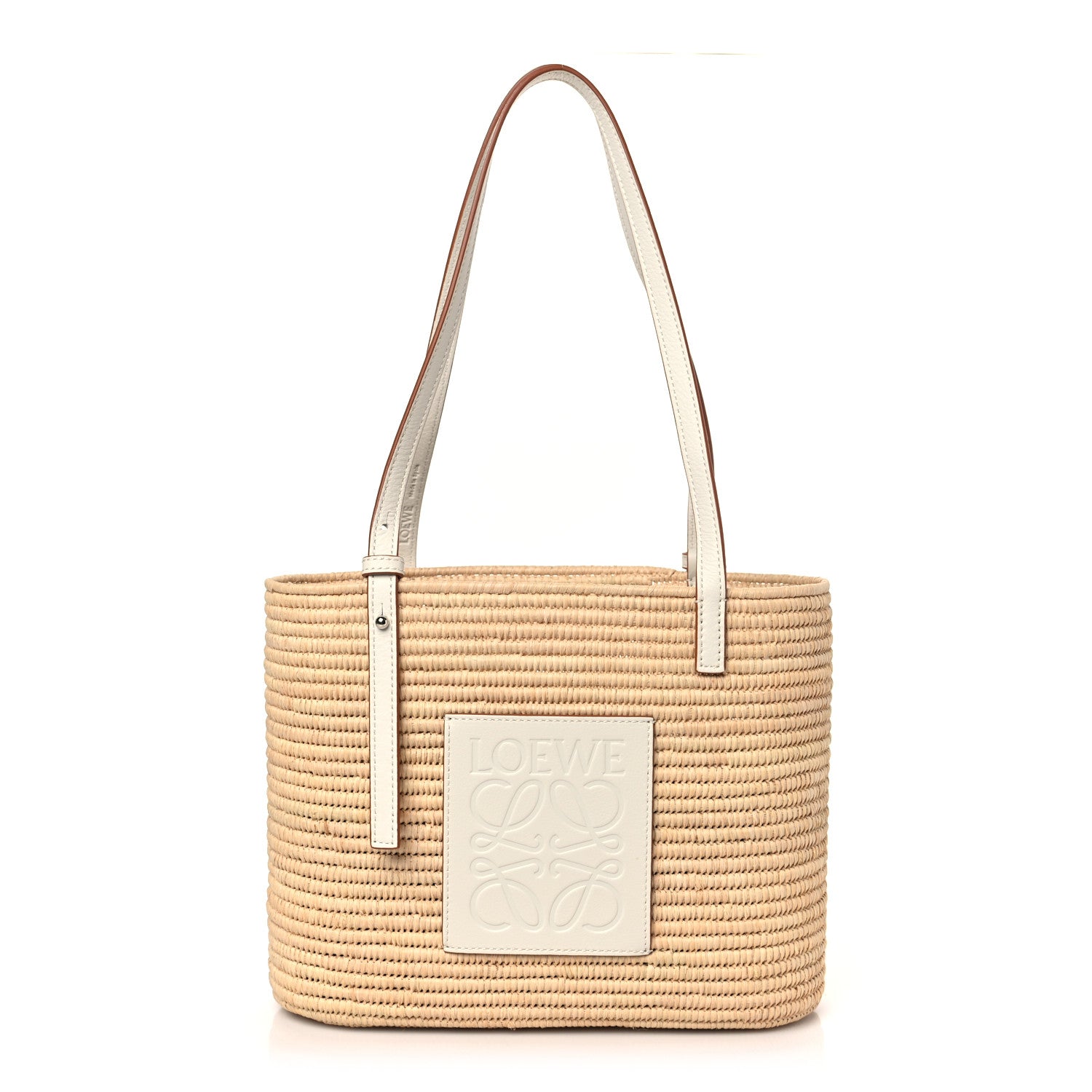 Loewe Raffia Square Small Basket Tote Bag Natural White 1 of 8