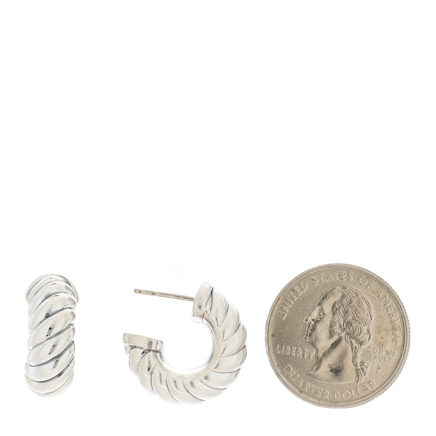 Sterling Silver Sculpted Cable Shrimp Earrings