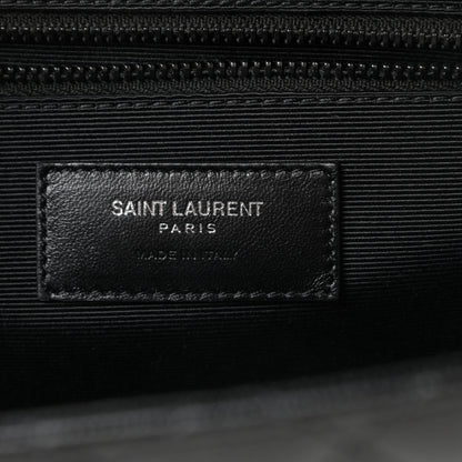 Saint Laurent Grain De Poudre Textured Mixed Matelasse Large Triquilt Monogram Monochrome Satchel Black 6 of 13