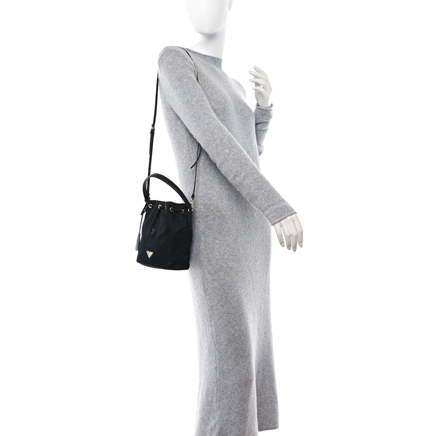 Prada Re-Nylon Saffiano Mini Re-Edition 1978 Bucket Bag Black 2 of 11
